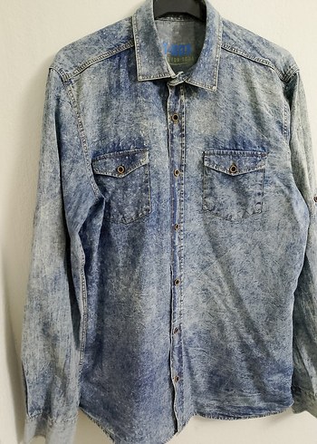 Gri Mavi Denim Erkek Gömlek - Görsel 4