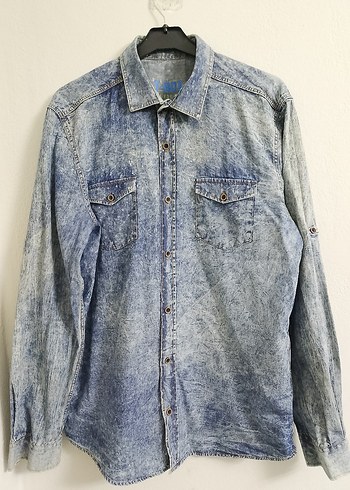 Gri Mavi Denim Erkek Gömlek - Görsel 2