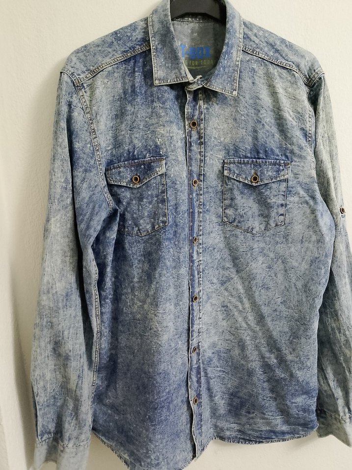 Gri Mavi Denim Erkek Gömlek - Görsel 4