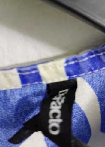 Uzun Kollu Mavi Desenli Kadın Elbise - Görsel 7