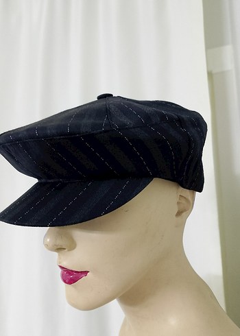 Düğmeli Siyah Denim Kadın Şapka - Görsel 5