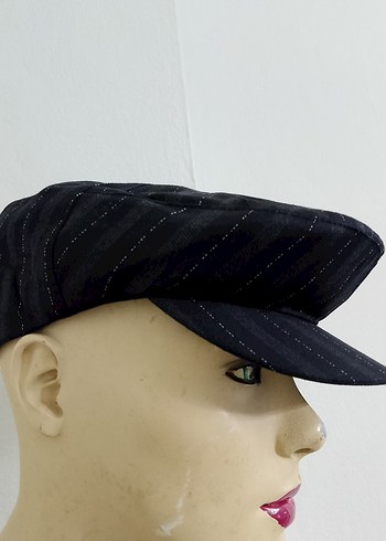 Düğmeli Siyah Denim Kadın Şapka - Görsel 4