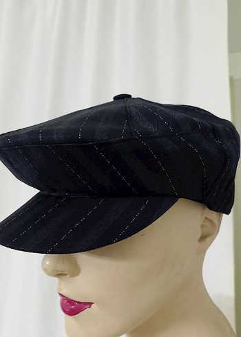 Düğmeli Siyah Denim Kadın Şapka - Görsel 6