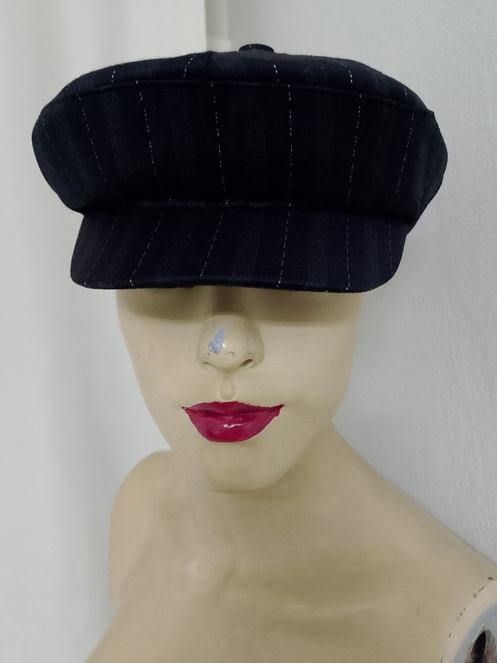 Düğmeli Siyah Denim Kadın Şapka - Görsel 2