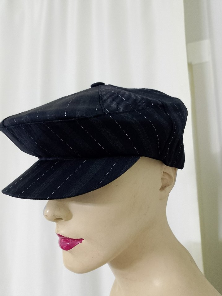 Düğmeli Siyah Denim Kadın Şapka - Görsel 5