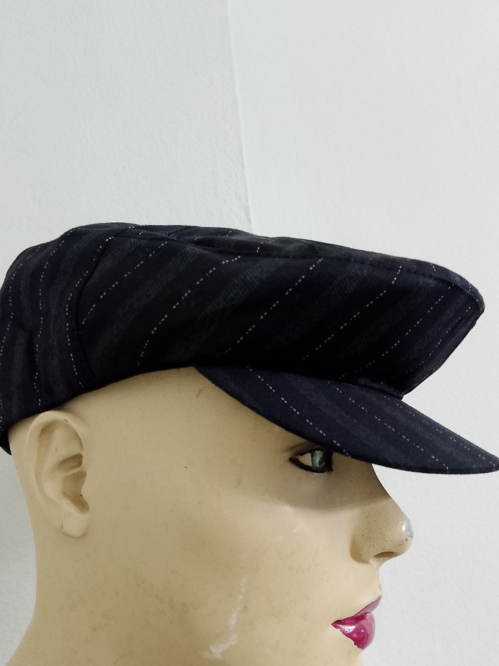 Düğmeli Siyah Denim Kadın Şapka - Görsel 4