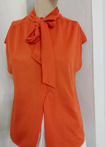 Kırmızı Drapeli Yüksek Yakalı Kadın Bluz - Görsel 6