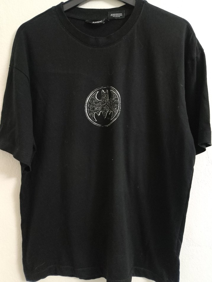 Siyah Baskılı Gevşek Kesim Erkek Tişört - Görsel 3