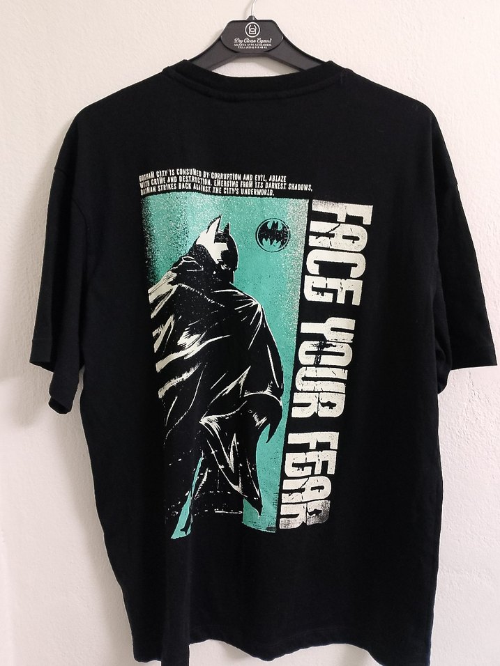 Siyah Baskılı Gevşek Kesim Erkek Tişört - Görsel 2