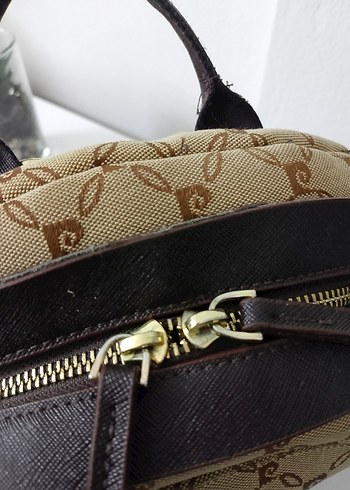 Bej Baskılı Süet Kadın Sırt Çantası - Görsel 12