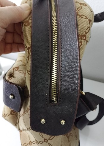 Bej Baskılı Süet Kadın Sırt Çantası - Görsel 10