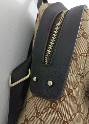 Bej Baskılı Süet Kadın Sırt Çantası - Görsel 6