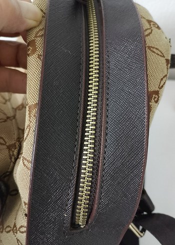 Bej Baskılı Süet Kadın Sırt Çantası - Görsel 17