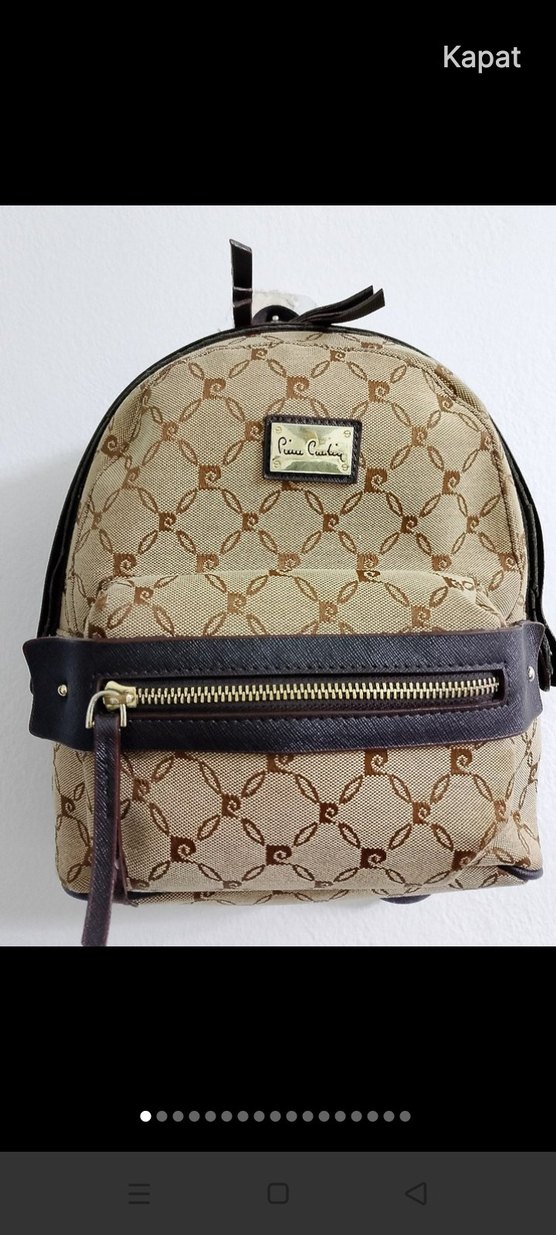 Bej Baskılı Süet Kadın Sırt Çantası - Görsel 2