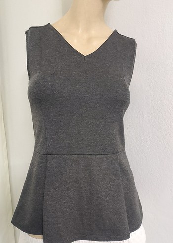 Gri V Yaka Kolsuz Kadın Triko buluz - Görsel 4