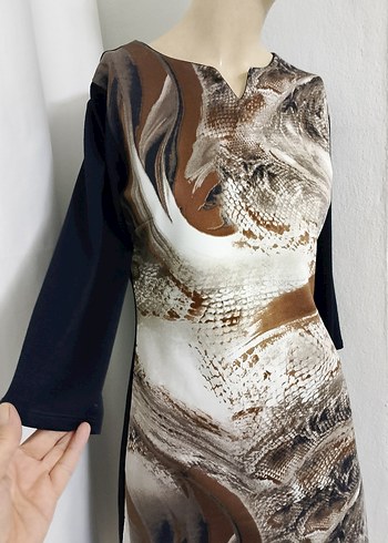 Kahverengi Yılan Desenli Hamile Tunik - Görsel 3