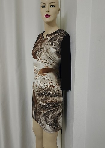 Kahverengi Yılan Desenli Hamile Tunik - Görsel 2