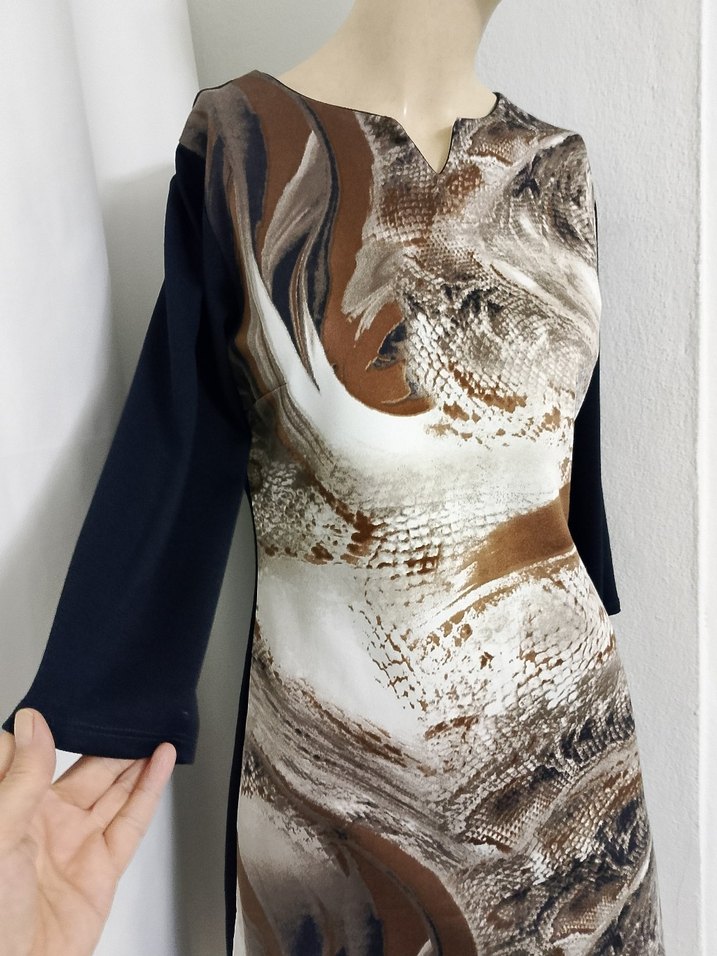 Kahverengi Yılan Desenli Hamile Tunik - Görsel 3