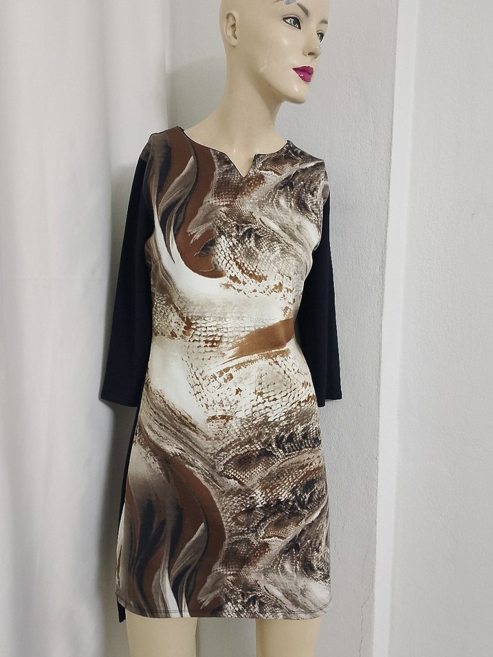 Kahverengi Yılan Desenli Hamile Tunik - Görsel 4