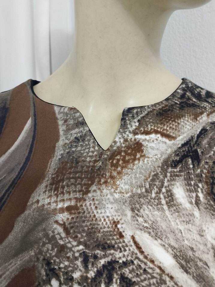 Kahverengi Yılan Desenli Hamile Tunik - Görsel 5