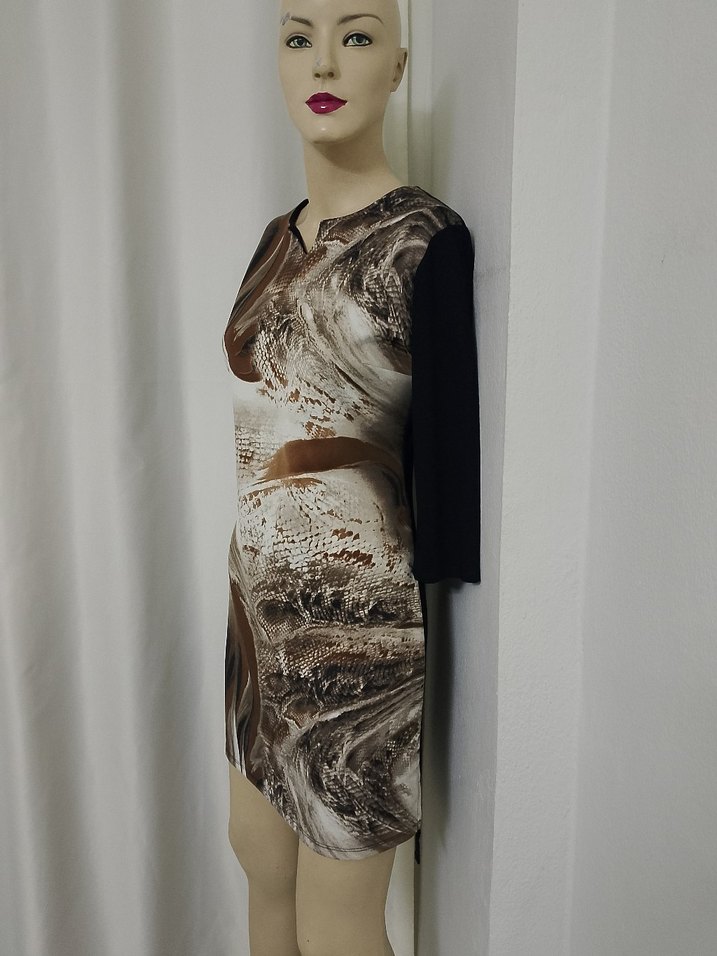 Kahverengi Yılan Desenli Hamile Tunik - Görsel 2