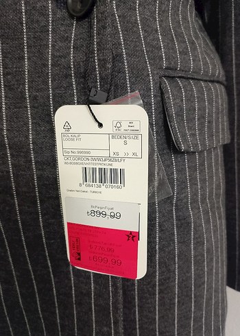 Düğmeli Gri Çizgili Kadın Blazer Ceket - Görsel 18