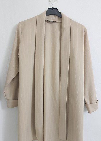 Bej Düşük Yakalı Uzun ceket - Görsel 6