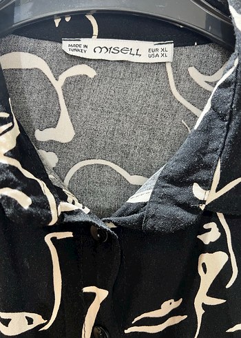 Desenli Siyah Kadın Gömlek - Görsel 2