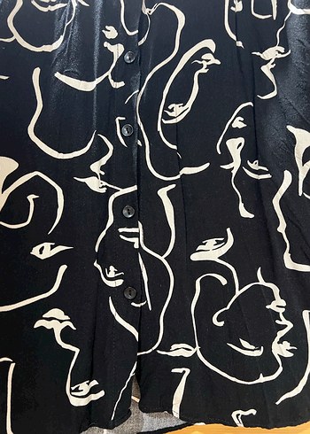 Desenli Siyah Kadın Gömlek - Görsel 4