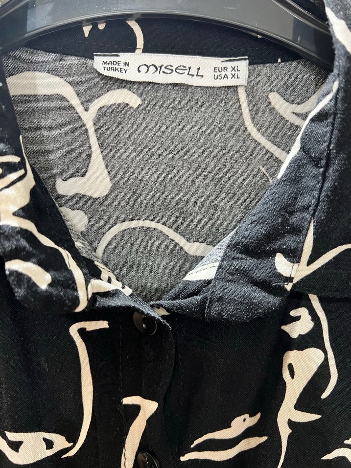 Desenli Siyah Kadın Gömlek - Görsel 2