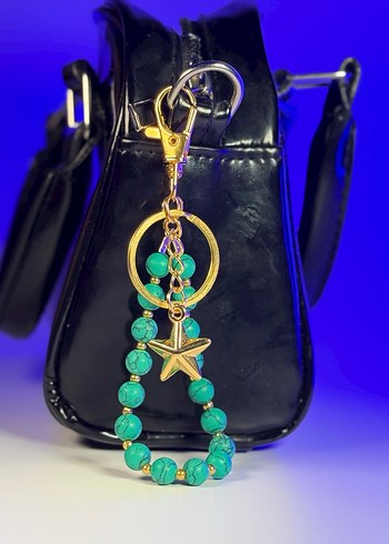 Boncuklu Turkuaz Bohem Anahtarlık - Görsel 2