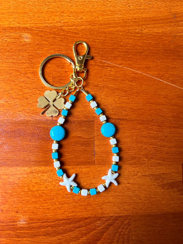 Boncuklu Turkuaz Bohem Anahtarlık - Görsel 3