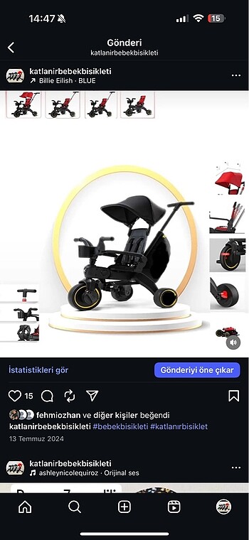 Katlanır bebek bisikleti