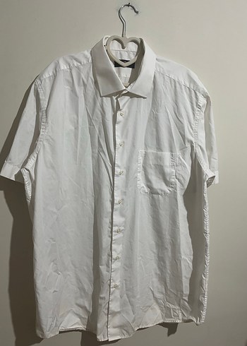 Erkek Beyaz Keten Gömlek Kısa Kollu - Görsel 5