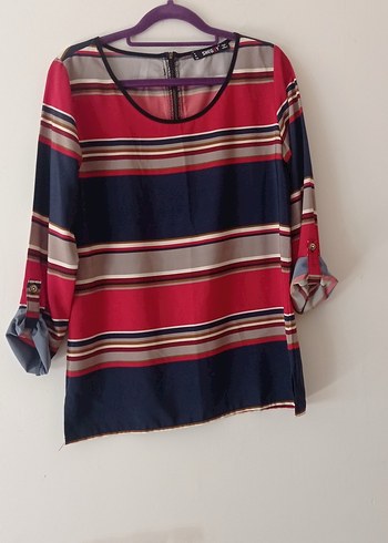 Çizgili Uzun Kollu Kadın Bluz - Görsel 2