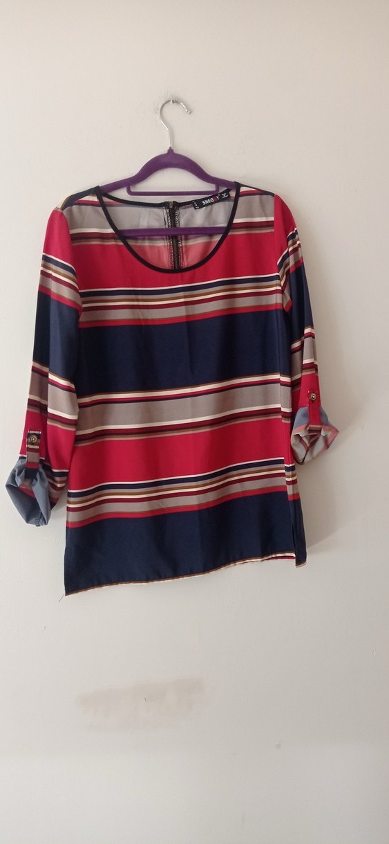 Çizgili Uzun Kollu Kadın Bluz - Görsel 2