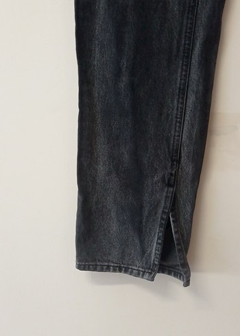 Gri Bol Kesim Midi Boy Kadın Kot Pantolon - Görsel 5