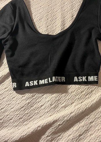 Siyah Kadın Uzun Kollu Crop Top