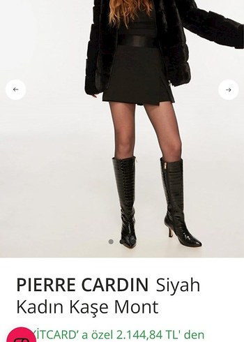 Pierre Cardin Pierre Cardin Siyah Suni Kürklü Mont