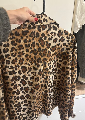 Kahverengi Leopar Desenli Süet Kadın Kaban - Görsel 3