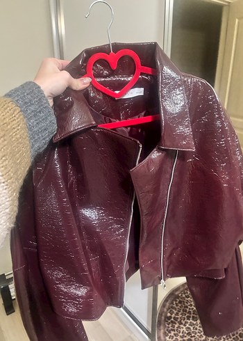 Beyoğlu parlak bordo ceket - Görsel 2
