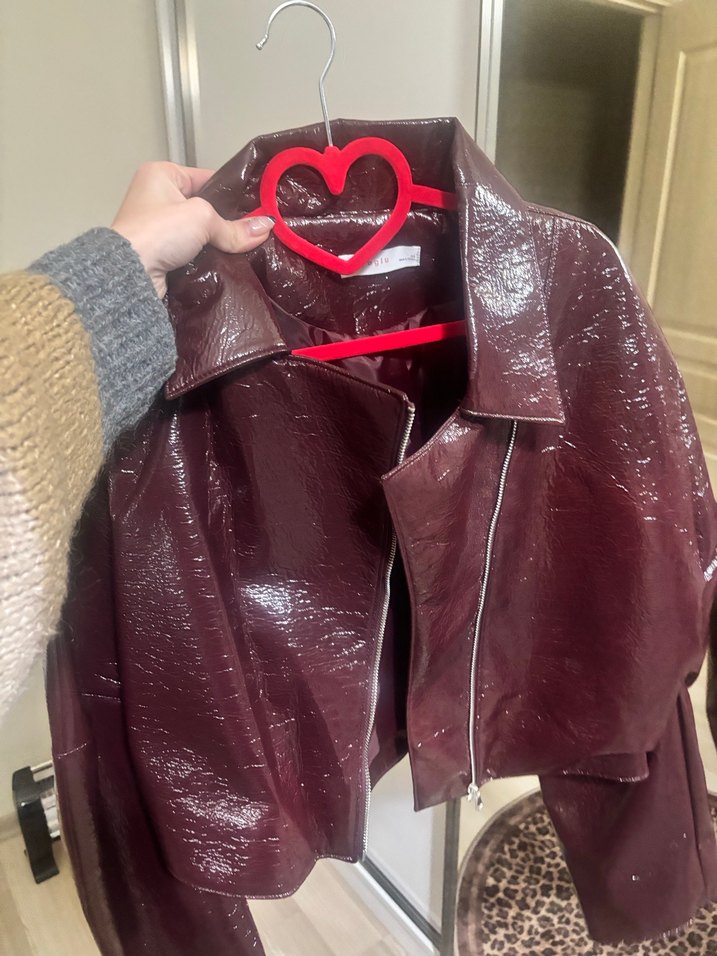 Beyoğlu parlak bordo ceket - Görsel 2