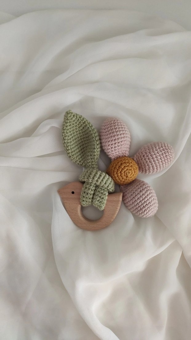 Pembe Pastel Diş Kaşıyıcı ve Emzik Askısı - Görsel 2