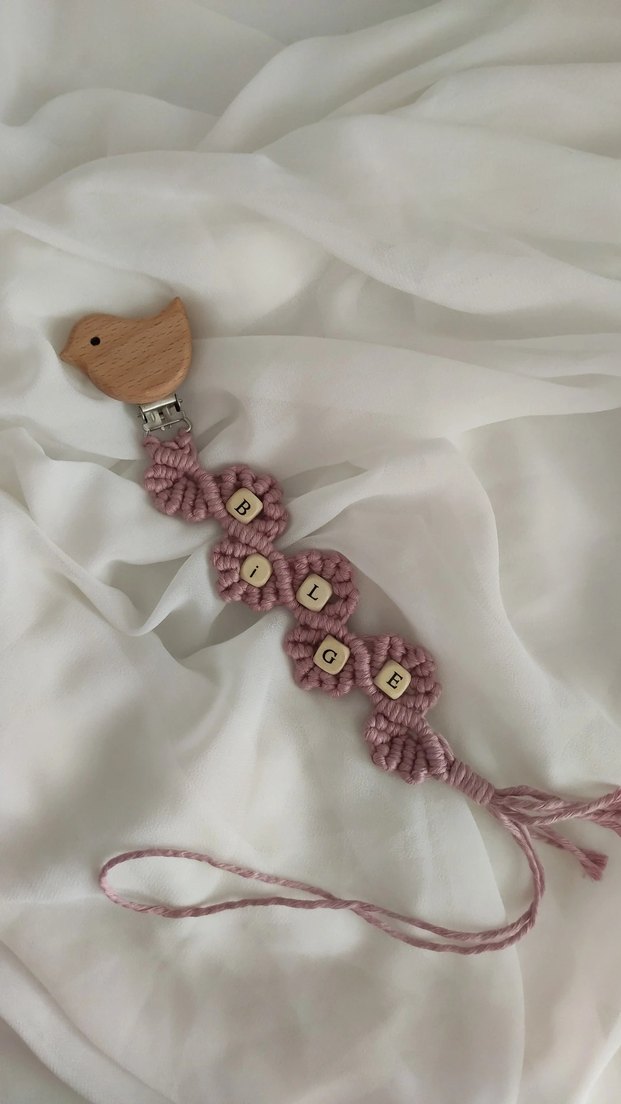 Pembe Pastel Diş Kaşıyıcı ve Emzik Askısı - Görsel 3