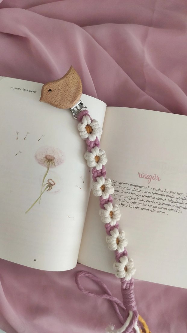 Pembe Çiçekli Bohem emzik askısı - Görsel 2