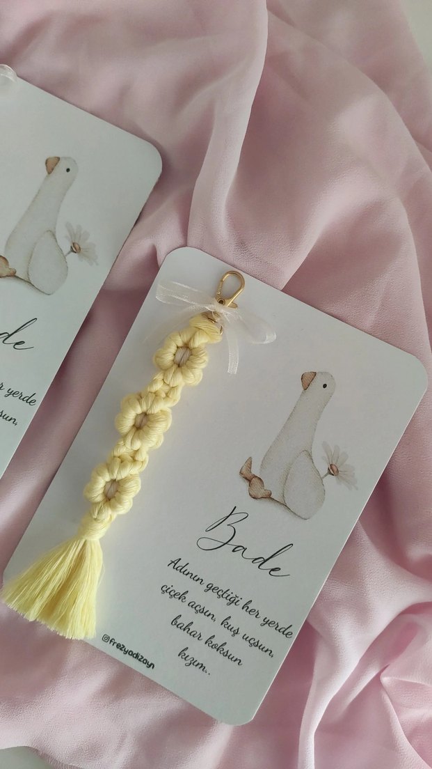 Makrome papatya anahtarlik - Görsel 2