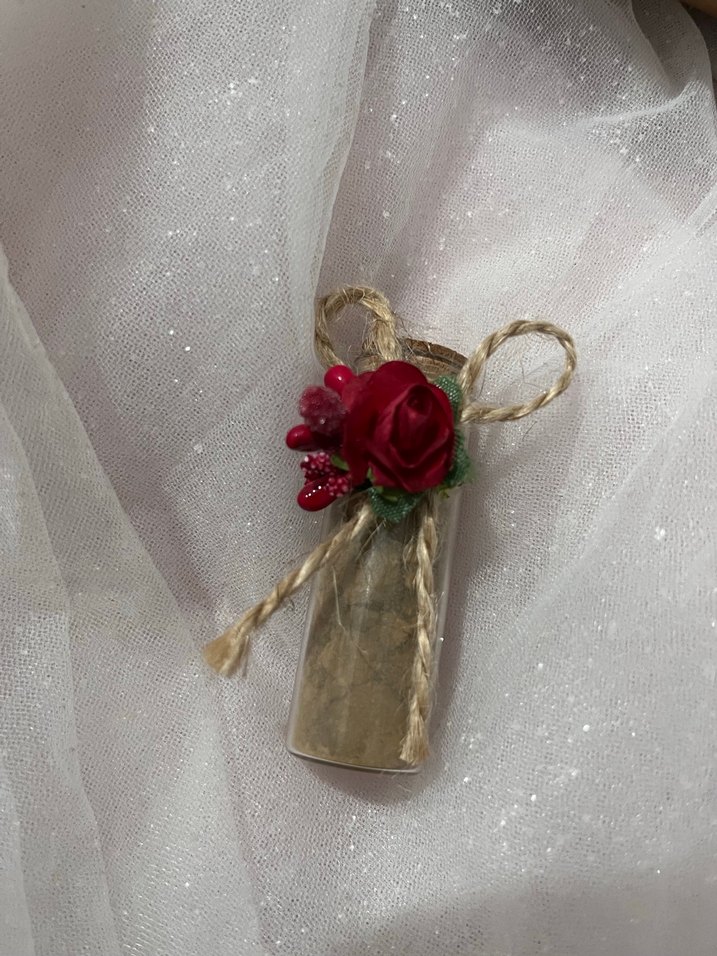 Kırmız Güllü cam kınalık  Hediye Süsleri - Görsel 2