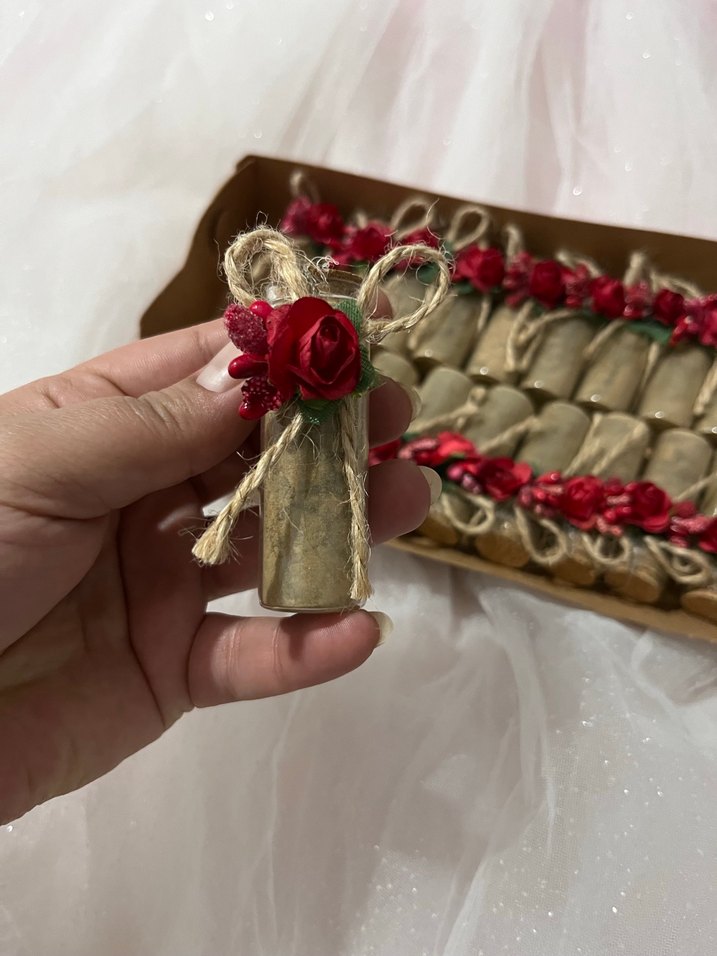 Kırmız Güllü cam kınalık  Hediye Süsleri - Görsel 3