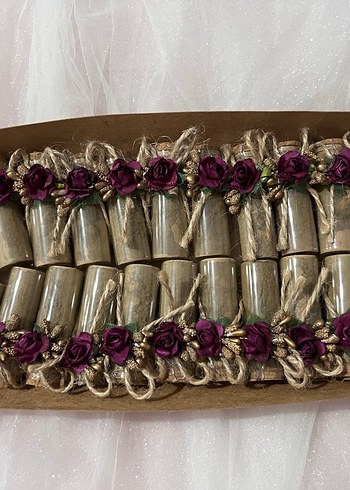 Mürdüm Güllü cam kına Hediye Şişesi - Görsel 5