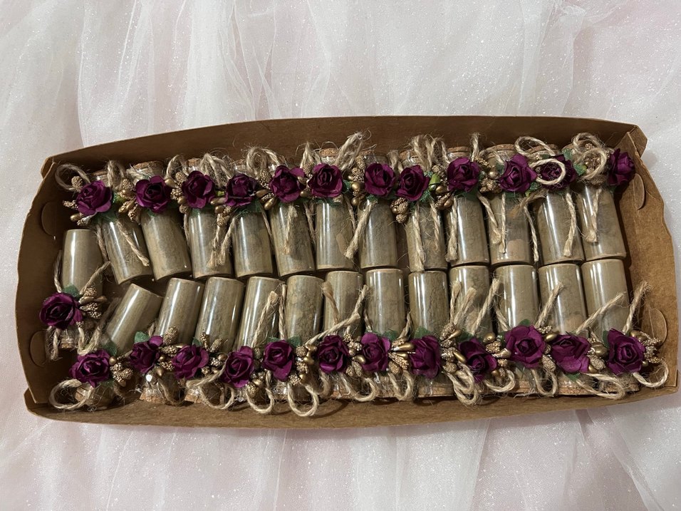 Mürdüm  Güllü cam kına Hediye Şişesi - Görsel 5